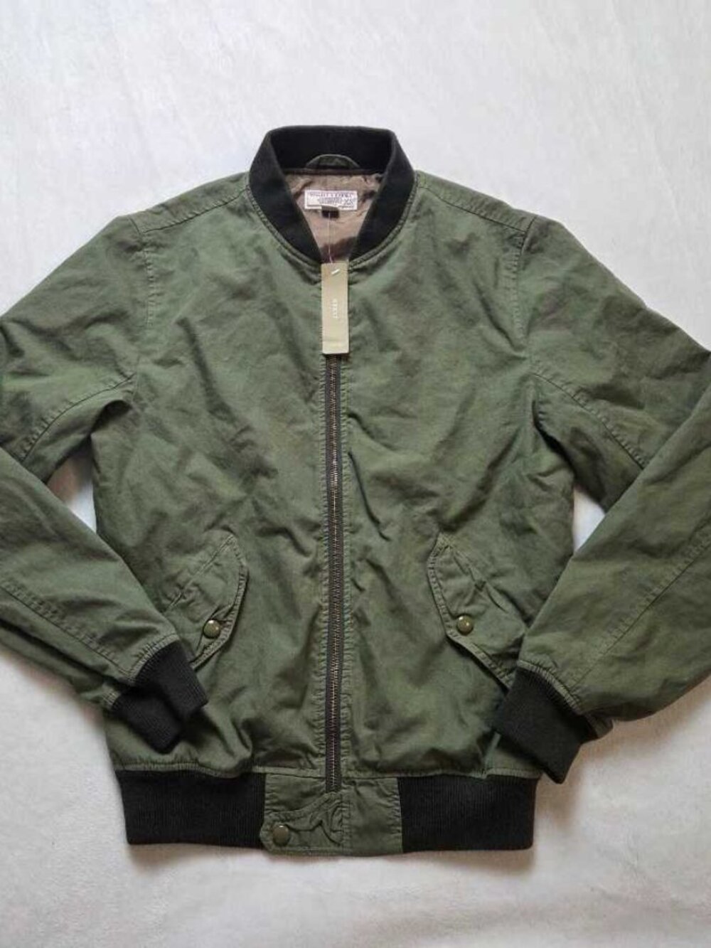 New men's XS Wallace & Barnes x J.Crew garment dyed cotton MA-1 bomber jacket